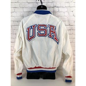 vtg TEAM USA 1992 OLYMPICS Satin Jacket L 90s